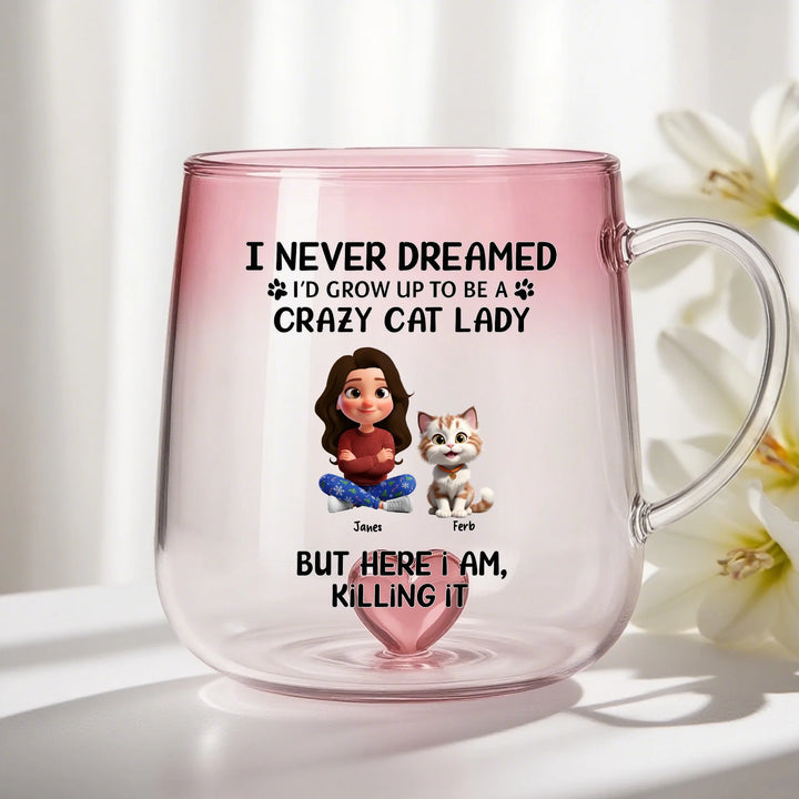 Personalized Gradient Glass Mug | CAT MOM | PAWNI