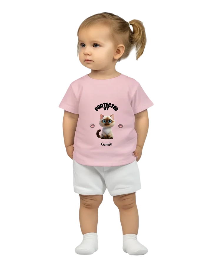 Protected by Cat Baby T-shirt  | Embroidery | PAWNI