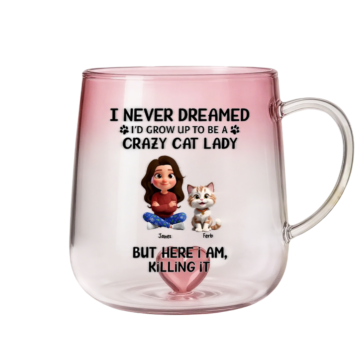 Personalized Gradient Glass Mug | CAT MOM | PAWNI